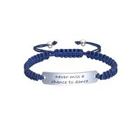 Meiba Dancer Gift Braided Rope ID Bracelet Engraved Never Miss a Chance to Dance Adjustable Bracelet Gift for Dance Teacher, Adjustable, Nylon, no gemstone