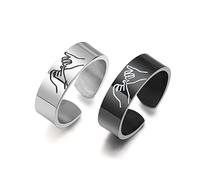 Meibai 2Pcs Pinky Swear Adjustable Ring for 2 Best Friends Bestie Gift Hand Gestures Pinky Promise Stacking Ring Sisters BFF Gift, Metal, No Gemstone