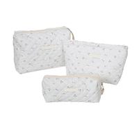 MEIBAOGE 3 Pcs Makeup Bag Travel Cosmetic Bag Set Large Capacity Toiletry Bag Flower Print Wash Bag Pen Bag for Woman Girls, Small White Cherries,a03, Length 27cm