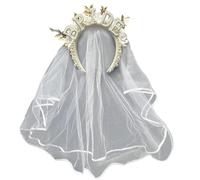 MEIBAOGE Artificial Pearl Headband for Wedding Party Elegant Hairhoop for Women Bridal Shower Gift Bachelorettes Party Headwear, BRIDE