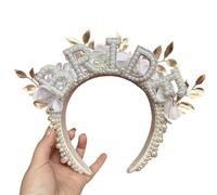 MEIBAOGE Artificial Pearl Headband for Wedding Party Elegant Hairhoop for Women Bridal Shower Gift Bachelorettes Party Headwear, BRIDE veil