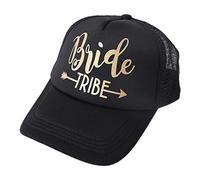 MEIBAOGE Bride Tribe Trucker Mesh Hat Gold Letters Arrow Wedding Baseball Cap,Baseball Cap-Black