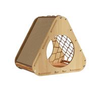MEIBAOGE Cat Bed Soft Large Pet Hideaway Triangular Climbing Net with Wood Stand Cat Sleep Bed Cat Climbing Net