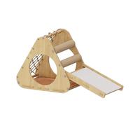 MEIBAOGE Cat Bed Soft Large Pet Hideaway Triangular Climbing Net with Wood Stand Cat Sleep Bed Cat Climbing Net
