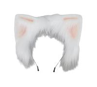 MEIBAOGE Cosplay Maid Hairhoop Cat Ear Hairband Anime Expo Headband Gothic Costume Accessories Female Halloween Party Headdress, White Pink