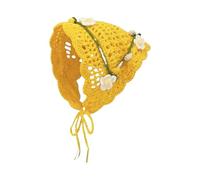 MEIBAOGE Crochet Flower Pattern Headscarf Crochet Hair Kerchiefs Tie Back Hot Day Spring Travling Turban for Girl Photography, Length: 48cm, Orange