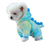 MEIBAOGE Dog Furry Dinosaur Hoodies Jumpsuit for Small to Large Dogs Soft Overalls Apparel Cartoon Dinosaur Pullover Pajamas