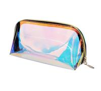MEIBAOGE Holographic Cosmetic Bag Transparent Makeup Case Pouch Toiletry Travel Organizer,Makeup Pouch-Beige-L