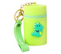 MEIBAOGE Portable Silicone Coin Pouches with Keychain Cartoon Lipstick Case Change Holder Bag for Women and Girls, Little Dinosaur, Length 7cm