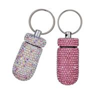MEIBAOGE Portable Tablet Case Keychain Rhinestones Travel Tablet Box Metal Tablet Holder for Outdoor Activities