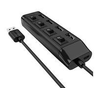 MEIBAOGE Portable USB Hub 4-Port USB2.0 Splitter with Individual On Off Switches Multiple Expander USB Hub Plug and Use