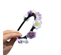 MEIBAOGE Realistic Flower Shape Headband Spring Camping Photography Hair Hoop Temperament Wedding Party Headwear for Bride