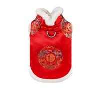 MEIBAOGE Soft Plush Dog Cloaks Chinese New Years Styles Dog Costume Outdoor Pet Jackets for Warmth and Comfort