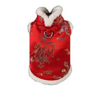 MEIBAOGE Soft Plush Dog Cloaks Chinese New Years Styles Dog Costume Outdoor Pet Jackets for Warmth and Comfort