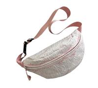 MEIBAOGE Unisex Casual Crossbody Bag Vintage Shoulder Purse Waist Bags Japanese Sports Chest Pack for Men and Women, Pink, Length 30cm