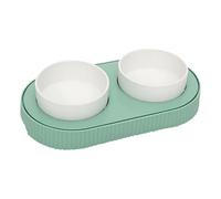 MEIBAOGE USB Ceramic Heated Pet Double Bowl and Dogs Constant Temperature Drinking Solution Water Food Bowl for Winter