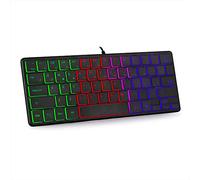 MEIBAOGE USB Wired 60% Compact Keyboard 64 Keys Small Portable Gaming Offi Mute RGB Backlit Mechanical Keyboard for PC Gamers,Wired Keyboard