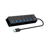 MEIBAOGE USB3.0 Adaper with 7 Powered Port with Individual Switches Lights for Flashing Drives PC Laptop Gaming Consoles