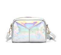 MEIBAOGE Women Shoulder Bags Leather Holographic Evening Handbags Hobo Messenger Crossbody Bag,Storage Holder-Silver