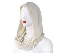 MEIBAOGE Women Winter Knit Hood Infinity Scarf Windproof Shawl Wrap Earflap Neck Warmer,Hoodie Scarf-Beige