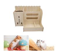 MEIBAOGE Wood Rabbits Hay Feeder Box with Water Bottle Holder Small Animal Food Hay Manger for Small Animal Rabbits