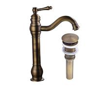MEIBATH Bathroom Sink Taps Antique Brass Countertop Faucet Vessel Tap + Sink Pop up Drain(no Overflow) Basin Mixer Taps Bathroom Kitchen Faucets