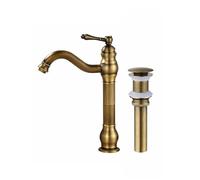 MEIBATH Bathroom Sink Taps Antique Brass Countertop Faucet Vessel Tap + Sink Pop up Drain(no Overflow) Basin Mixer Taps Bathroom Kitchen Faucets