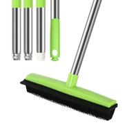 MEIBEI Pet Hair Removal Broom with Squeegee -53", Long Handle Soft Bristle Rubber Broom, Ideal for remove fur from Carpets, Rugs, Hardwood and Linoleum