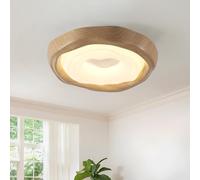 meibeileil Modern Led Ceiling Light,Round Wood Grain Printing Ceiling Lights,Metal Base Flush Kitchen Lights Ceiling,D42CM Warm Ceiling Lamp for Kids,Hallway,Entrance,Dining Room,Lighting,18W,Yellow.