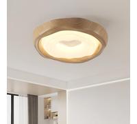 meibeileil Modern Led Ceiling Light,Round Wood Grain Printing Ceiling Lights,Metal Base Flush Mounted Lights Ceiling,Dimmable Ceiling Lamp with Remote Control for Kitchen,Bedroom Lighting,28W,Yellow.