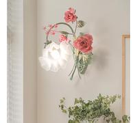 meibeileil Vintage Flower Wall Lights,Metal Wall Lights for Living Room with Floral Glass Lampshade,Retro Wall Sconces for Bedroom Corridor Hallway Stair Aisle Art Deco E27 Right 40 * 40CM
