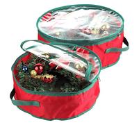 MeiBoAll 2PCS 50cm Xmas Wreath Storage Bag Christmas Wreath Storage Garland Holiday Container with Clear Window Tear Resistant Fabric-Zippered Reinforced Handle (2PCS, 20in)