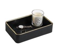 MEIBOOCH Desk Organizer Tray, PU Leather Valet Tray Nightstand Organizer Cologne Perfume Trays for Men Women, Decorative Vanity Trays Key Bowl Trinket Dish (Black, 9.5" x 6" x 2.2")