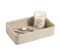 MEIBOOCH Desk Organizer Tray, PU Leather Valet Tray Nightstand Organizer Cologne Perfume Trays for Men Women, Decorative Vanity Trays Key Bowl Trinket Dish (Beige, 9.5" x 6" x 2.2")