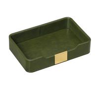 MEIBOOCH PU Leather Valet Tray with Gold Accent, Decorative Nightstand Organizer Desk Trays Cologne Organizer for Men - Key Bowl Vanity Trinket Tray for Bedside, Dresser, Entryway, Office (Green)