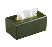 MEIBOOCH Rectangle Tissue Box Cover for 120-160 Count Box of Tissues, Luxury PU Leather Tissue Holder with Magnetic Closure (Dark Green)
