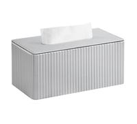 Meibooch, Stylish Tissue Box Case PU Leather Rectangle Tissue Box Holder with Magnetic Bottom Closure for Bathroom Bedroom Office (Silver)