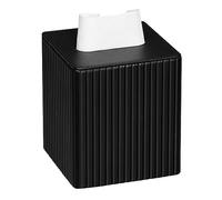 MEIBOOCH Tissue Box Cover Stylish PU Leather Square Tissue Box Holder with Magnetic Bottom for Bathroom Bedroom or Office (Black Stripe)