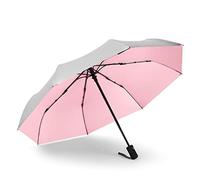 Meichoon Automatic Travel Umbrella Wind Resistant Small Compact Light Strong Mini Folding and Portable Backpack Car Purse Parasol Rain&Sun for Men and Women Pink