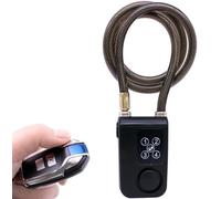 Meichoon Bike Lock Alarm Anti-Theft Vibration Wireless Remote Control Smart Keyless Waterproof with 32 Inch Cable Length Security Digital Steel Cable Chain for Bicycle Motorcycle Scooter Outdoor