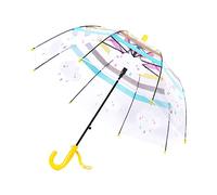 Meichoon Children's Long Handle Umbrella Push-pull Open Rainbow Striped Pattern Lovely Clouds Arched Handle Easy Grip Anti-breakage for Boys Girls Aged 3-10 Years Yellow