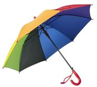 Meichoon Children's Rainbow Umbrella Strong Fibreglass Frame 8 Bones Lightweight Wind and Rain Protection Easy Open and Close J Hook Handle Outdoor Portable