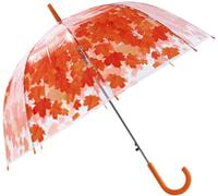 Meichoon Clear Bubble Umbrella Leaves Pattern Large Canopy Transparent Dome Coverage 8 Bones Fibreglass Steel Skeleton Wind and Rainproof J Hook Handle Outdoor for Women and Children