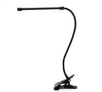 Meichoon Desk Lamp with Clamp Desktop Clip-On LED Illuminating Light Flexible Metal Hose Eye-Caring Table Lamp for Bedroom Bedside Office Study Work Reading Embroidery UK10 Black