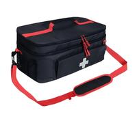 Meichoon First Aid Bag Empty Large Medical Kit Portable with Double-Layer Design Pill Box Storage Case Waterproof Travel Emergency Supplies Storage Bag for Car Home Office Outdoor Black