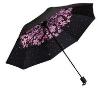 Meichoon Foldable Travel Umbrella Portable Compact Waterproof Windproof Lightweight Sturdy Stainless Steel Frame Durable Fashionable for Sun Rainy Days Outdoor Daily Use Cherry Blossom Pattern