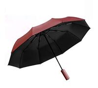 Meichoon Folding Umbrellas Compact Travel Rain Waterproof Portable Auto Open & Close Parasol with Ergonomic Handle for Men and Women Red