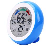 Meichoon Indoor Outdoor Thermometer Hygrometer,Wireless Electronic Temperature Humidity Meter,Round Touch Screen Household Digital LCD Display Thermometer,Weather Station Tester,UD02 Blue