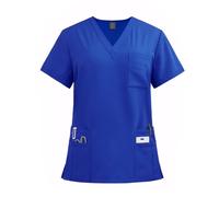 Meichoon Medical Scrub Top V Neck 8 Pockets Breathable High Stretch Soft Quick Dry Uniform for Women Men Nurse Doctor Workwear Blue