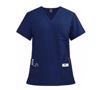 Meichoon Medical Scrub Top V Neck 8 Pockets Quick Dry Breathable Soft High Stretch Moisture Wicking Wrinkle Resistant Uniform for Women Men Nurse Doctor Workwear Dark Blue
